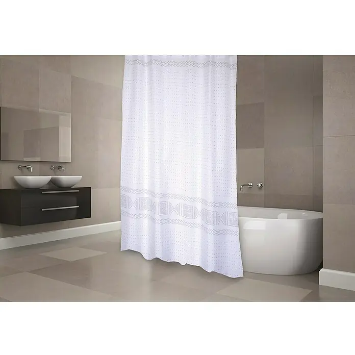 Venus Cortina de baño textil Toralla - An x Al: 180 x 200 cm, Blanco, Gris - Foto ambiente