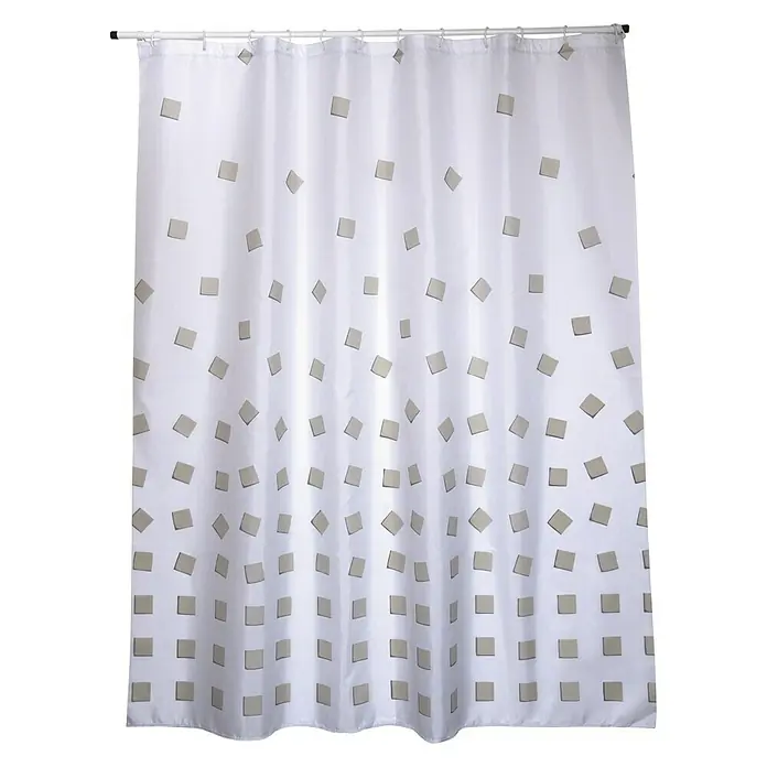 Venus Cortina de baño textil Thika - An x Al: 180 x 200 cm, Blanco, Gris - Vista frontal