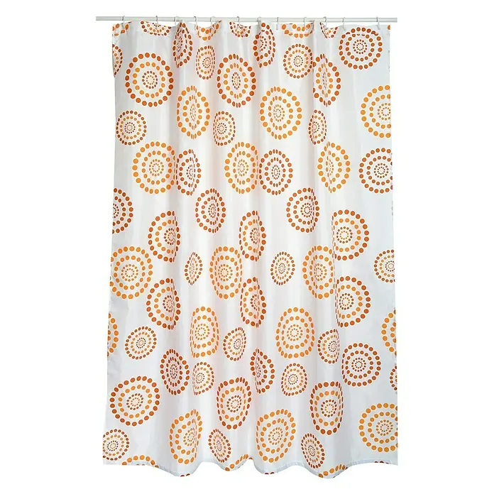 Venus Cortina de baño textil Dots - An x Al: 180 x 200 cm, Blanco, Anaranjado - Vista frontal