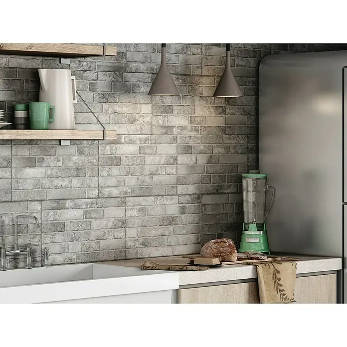 Revestimiento cerámico Brickwork - 33 x 55 cm, Gris, Mate - Foto ambiente