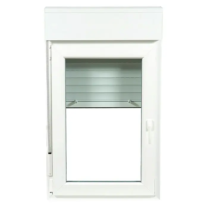 Solid Elements Ventana de PVC 1 hoja practicable-oscilobatiente - 70 x 118 cm, Apertura según normativa: Izquierda, Blanco, Con persiana - Vista superior