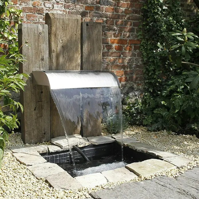 Ubbink Einbau-Wasserfall Nevada 60 - 33 x 60 x 13 cm, Edelstahl - Stimmungsaufnahme