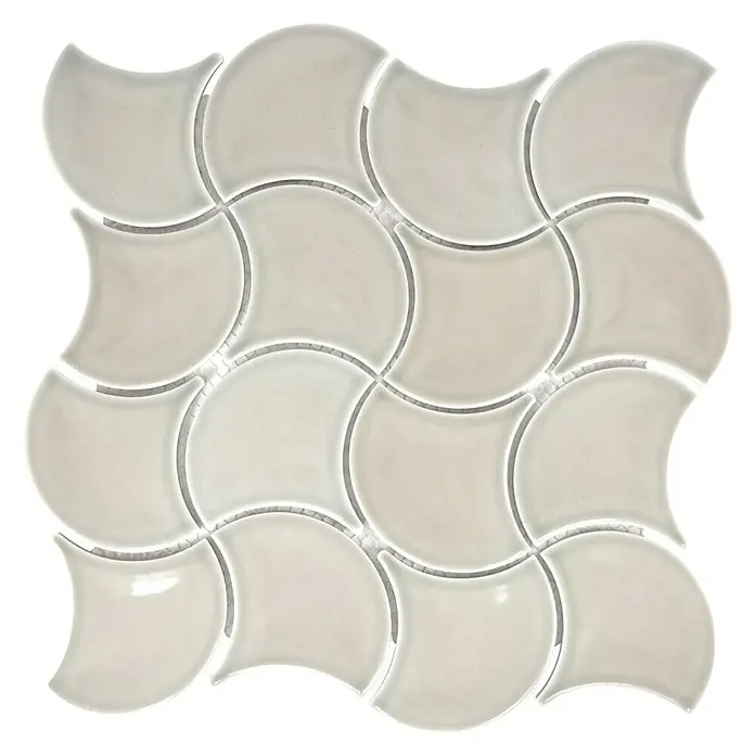 Mosaikfliese Fächer Uni FS 13C - 27,6 x 27,6 cm, Grau, Glänzend - Ansicht von oben