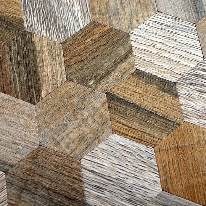 Selbstklebemosaik Hexagon SAM 4MWHXM - 28 x 29 cm, Metall, Grau/Beige - Detailaufnahme