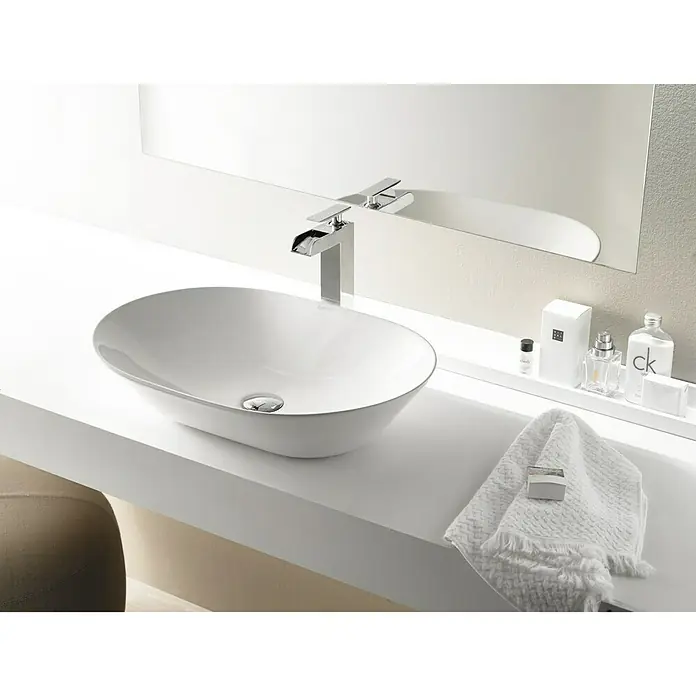 Lavabo pequeño New Toulouse - An x L: 59 x 41,5 cm, Blanco - Foto ambiente
