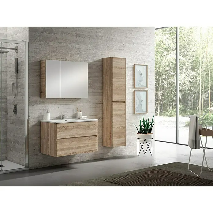 Mueble de lavabo Ten - L x An x Al: 45 x 60 x 60 cm, Roble bardolino - Foto ambiente