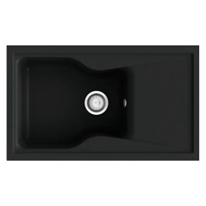 Poalgi Fregadero encastrable City 321 - 51 x 86 cm, Gelcoat, Negro