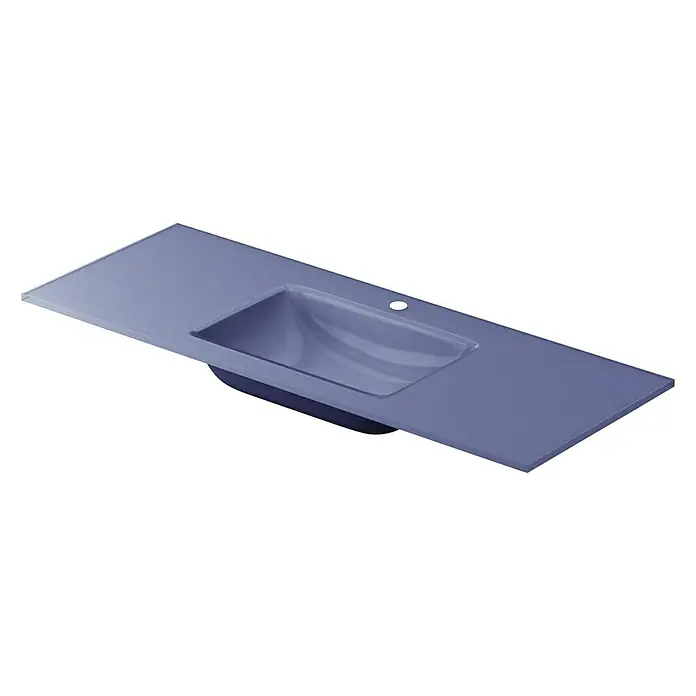 Lavabo Cristal - 121 x 46 cm, Orificios para grifo: Medio, Azul oscuro - Vista angular