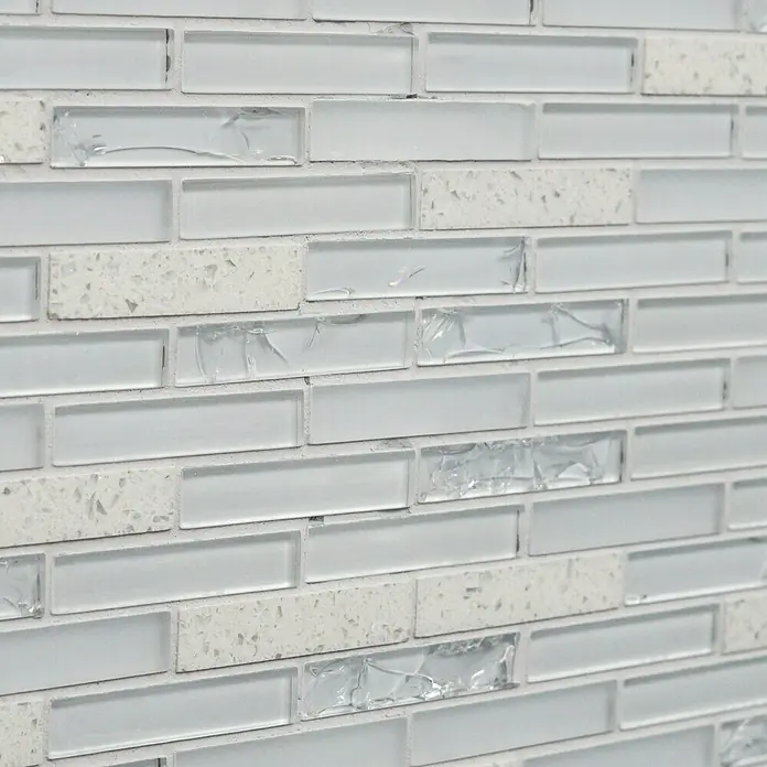 Mosaikfliese Verbund Crystal Mix XCM VSW75 - 29,8 x 30,4 cm, Weiß/Grau, Glänzend - Draufsicht