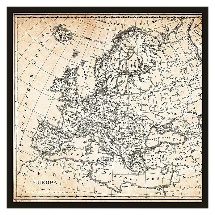 Cuadro de vidrio Europa map - Mapa, An x Al: 63 x 63 cm