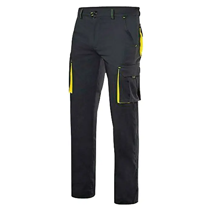 Velilla Pantalones de trabajo Stretch multibolsillos - 38, Negro/Amarillo neón, 16% poliéster, 46% algodón, 38% EMET