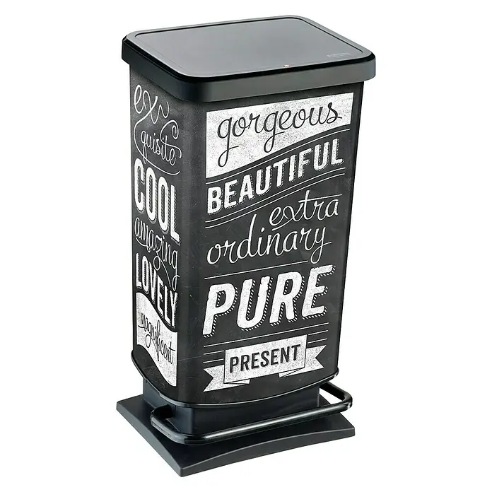 Cubo con pedal Paso hipster - Negro/blanco