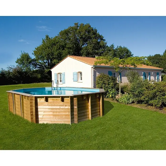Gre Piscina de madera Vermela - 672 x 472 x 146 cm, Capacidad: 24,1 m³, Marrón claro