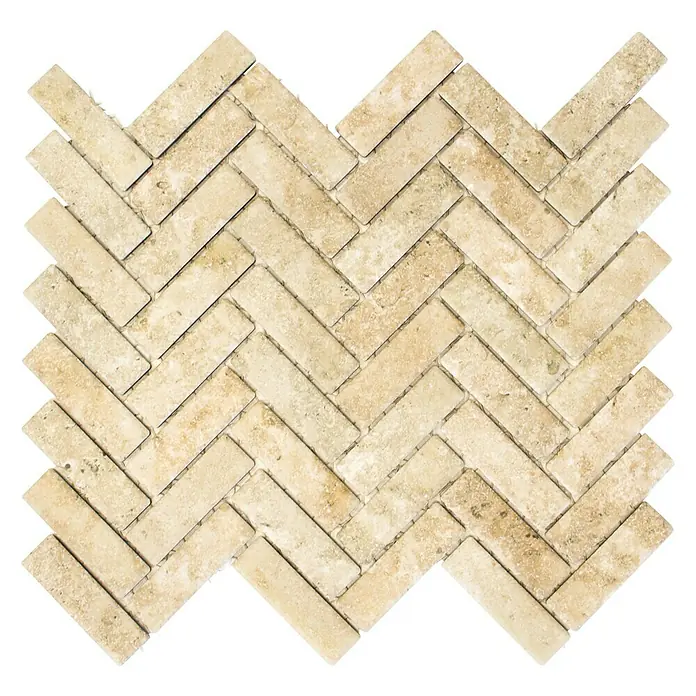 Mosaikfliese Fischgrät HB SO 76 - 31,8 x 27,1 cm, Beige, Matt - Ansicht von oben