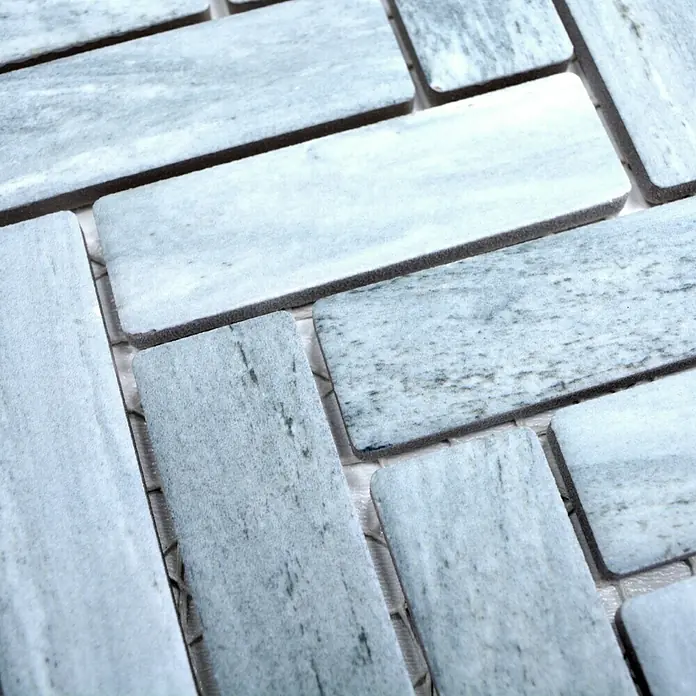 Mosaikfliese Fischgrät HB SO 32 - 31,8 x 27,1 cm, Grau, Matt - Detailaufnahme