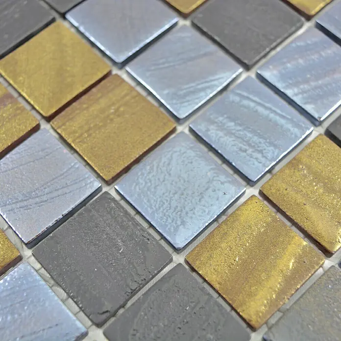 Mosaikfliese Quadrat Eco Mix TINA 357 - 31,5 x 31,5 cm, Schwarz/Anthrazit, Matt - Detailaufnahme