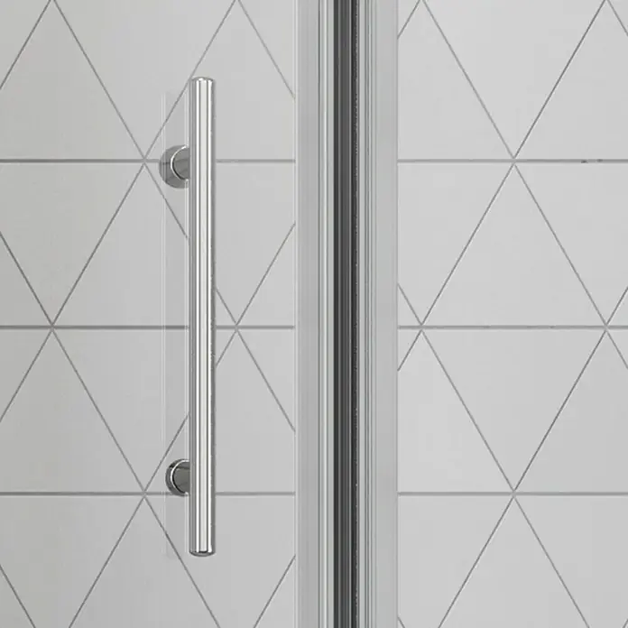 Camargue Vario Eckdusche S3+S16+S7+S18 - 150 x 90 x 195 cm, Silber, Stärke: 6 mm - Vorderansicht