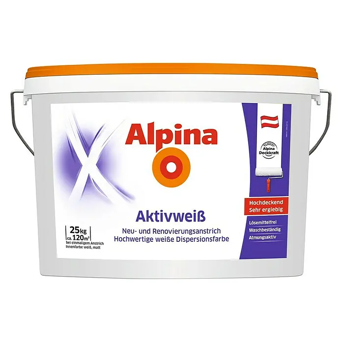 Alpina Wandfarbe Aktivweiß - Weiß, 25 kg, Matt