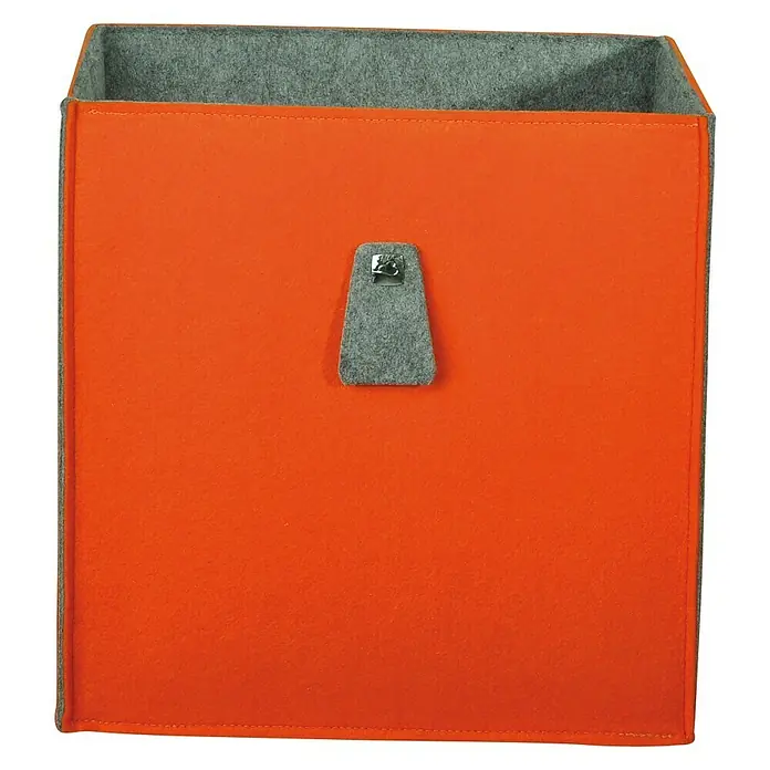 Phönix Atlanta Aufbewahrungsbox - L x B x H: 34 x 34 x 34 cm, Filz, Orange/Grau - Vorderansicht