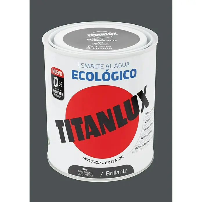 Titanlux Esmalte de color Eco - Gris medio, 750 ml, Brillante