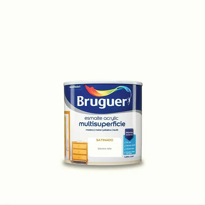 Bruguer Esmalte de color Acrylic Multisuperficie Blanco roto - 250 ml, Satinado