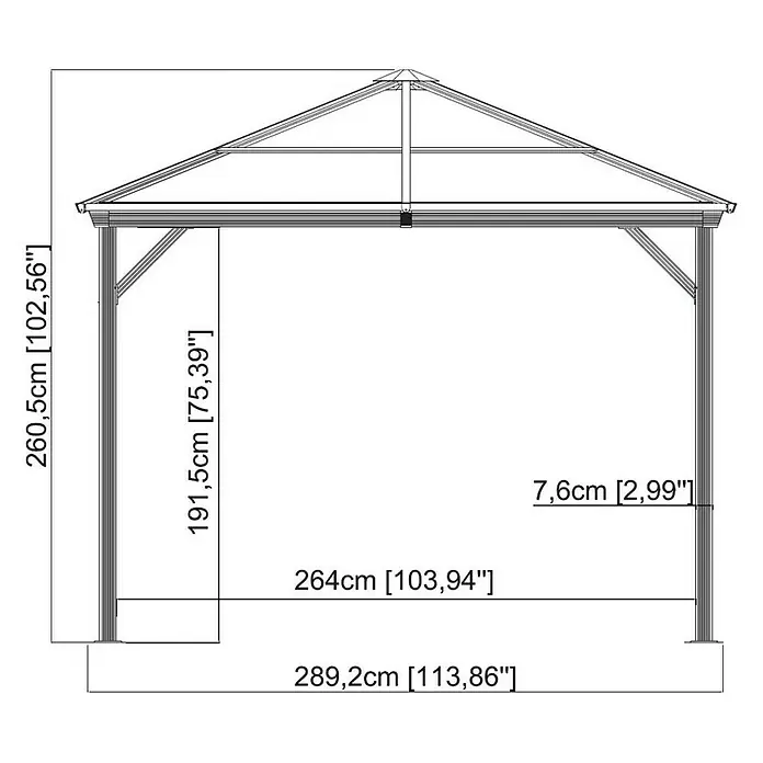 Sojag Pavillon Ventura 10 x 10 - 296 x 296 x 261 cm, Anthrazit - Detailaufnahme
