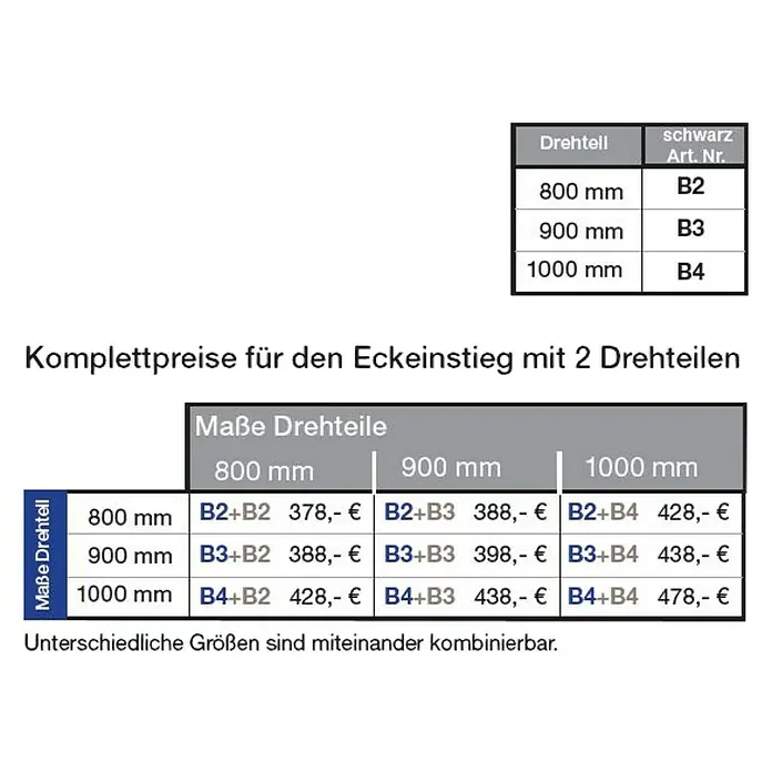 Camargue Vario Eckdusche B2+B2 - 80 x 80 x 195 cm, Stärke: 6 mm, Schwarz - Vorderansicht