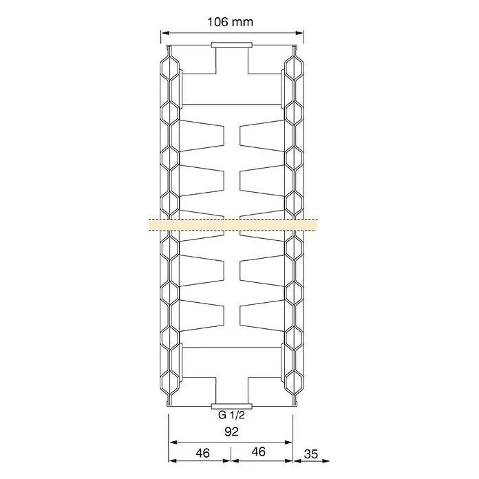 Universal-Austauschheizkörper - B x H: 200 x 55 cm, 4-fach, Typ: DK-22, 3.238 W - Detailaufnahme