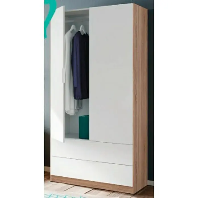Armario para ropa LC1222F - L x An x Al: 52 x 81 x 180 cm, Blanco, Roble - Producto en uso