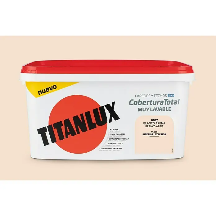Titan Pintura para paredes Cobertura total - Blanco arena, 4 l, Mate