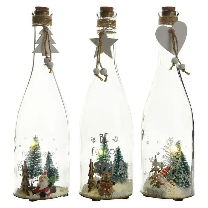 Luz de Navidad LED Botella de vidrio - Transparente, L x An x Al: 8,5 x 8,5 x 29 cm