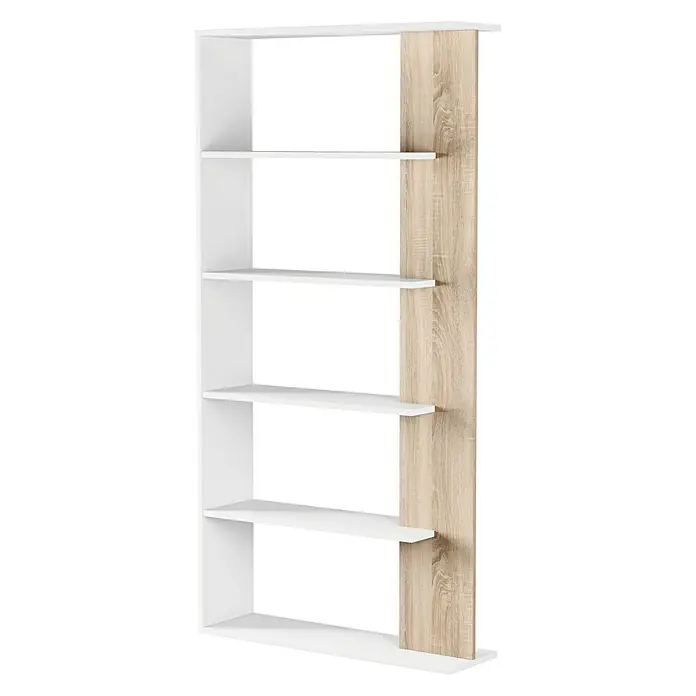 Estantería de madera Alida - An x Al: 90 x 180 cm, Melamina, Color madera/Blanco