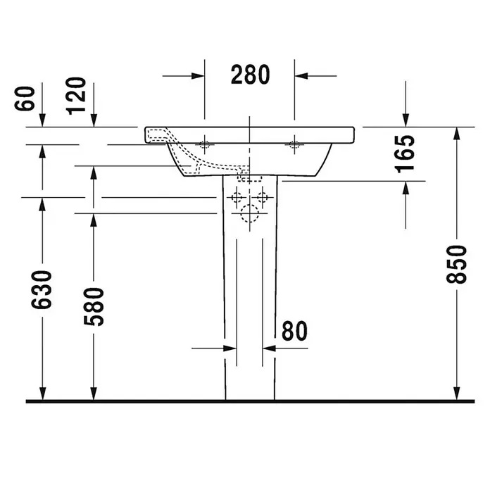 Duravit DuraStyle Waschtisch Typ 1 - 65 x 48 cm, Mit schmutzabweisender Glasur, Hahnloch: Mitte, Mit Überlauf, Weiß