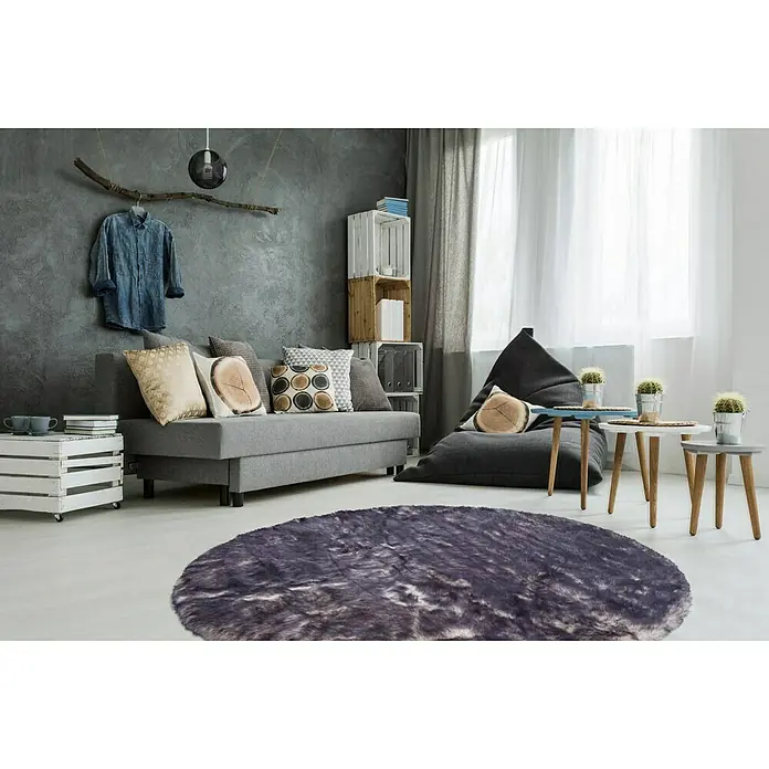 Kayoom Teppich Crown - Weiß/Petrol, Durchmesser: 160 cm, 100 % Polyester, Rund - Stimmungsaufnahme