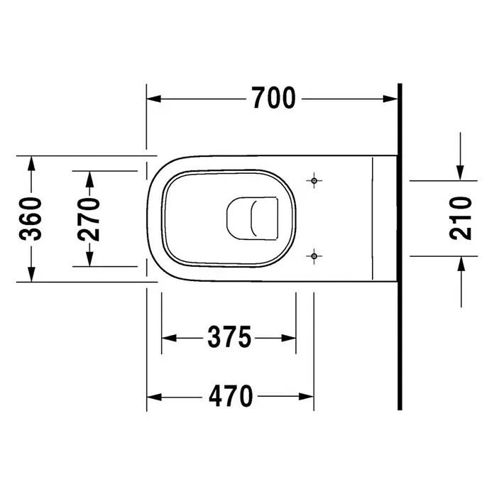 Duravit D-Code Wand-WC Vital - Mit Spülrand, Mit antibakterieller Glasur, Spülform: Tief, WC Abgang: Waagerecht, Weiß