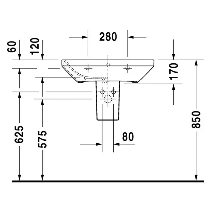 Duravit DuraStyle Waschtisch Typ 2 - 65 x 44 cm, Mit schmutzabweisender Glasur, Hahnloch: Mitte, Mit Überlauf, Weiß