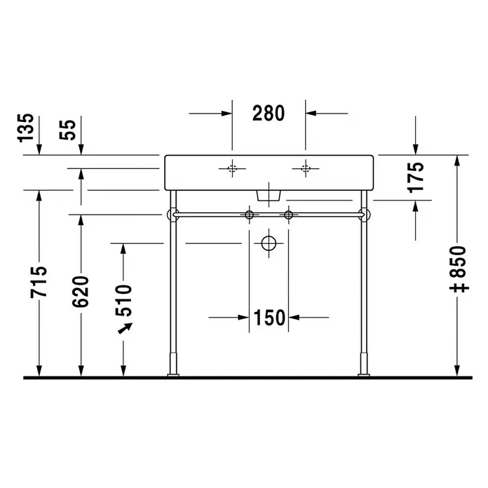 Duravit Vero Waschtisch - 80 x 47 cm, Ohne Spezialglasur, Hahnloch: Mitte, Mit Überlauf, Weiß, Ungeschliffen