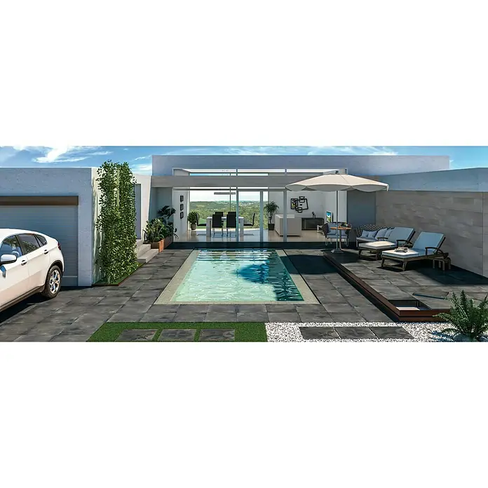 Terrassenfliese Kano - 60 x 60 x 2 cm, Anthrazit, Matt