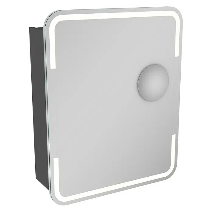 Camargue Stella LED-Spiegelschrank - B x H: 60 x 73,7 cm, Anschlag: Links, Mit abgerundeten Kanten, Spanplatte, Grafit - Linke Seitenansicht