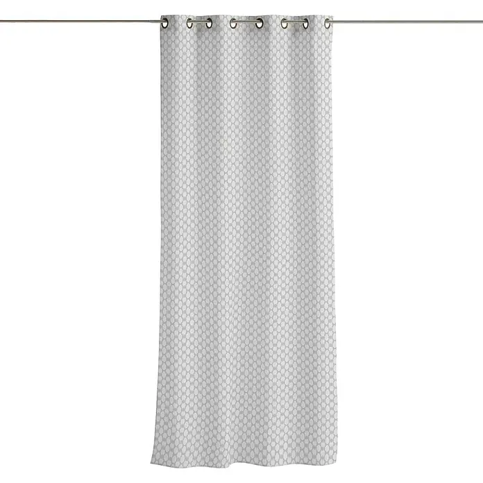 Cortina con ollaos Amira - 140 x 260 cm, 64% poliéster y 36% algodón, Blanco/gris