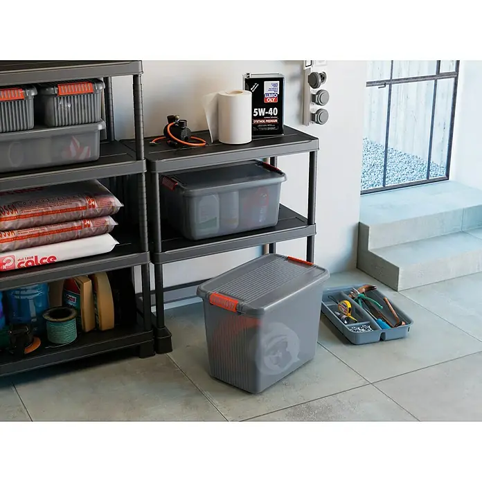 KIS Aufbewahrungsbox K-Latch XXL - L x B x H: 59 x 39 x 45 cm, Grau, Orange, Kunststoff