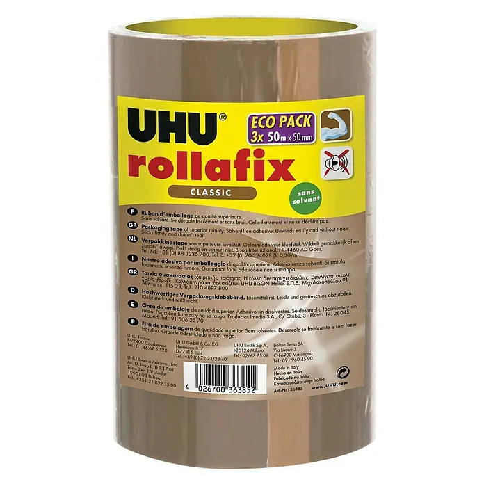 UHU Packband Rollafix classic - Braun, 50 m x 50 mm