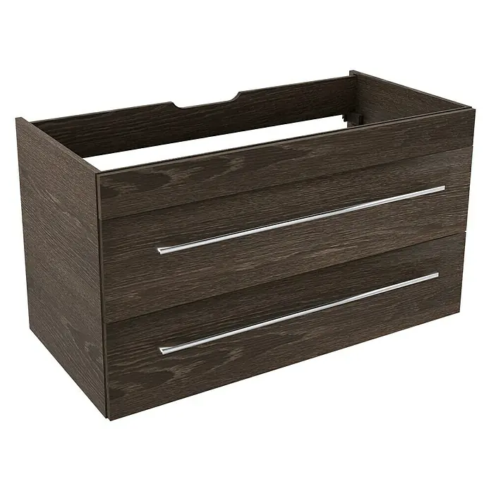 Camargue Stella Waschtischunterschrank - 99,4 x 48,8 x 55 cm, 2 Schubkästen, Ohne Beleuchtung, Eiche Maron - Linke Seitenansicht