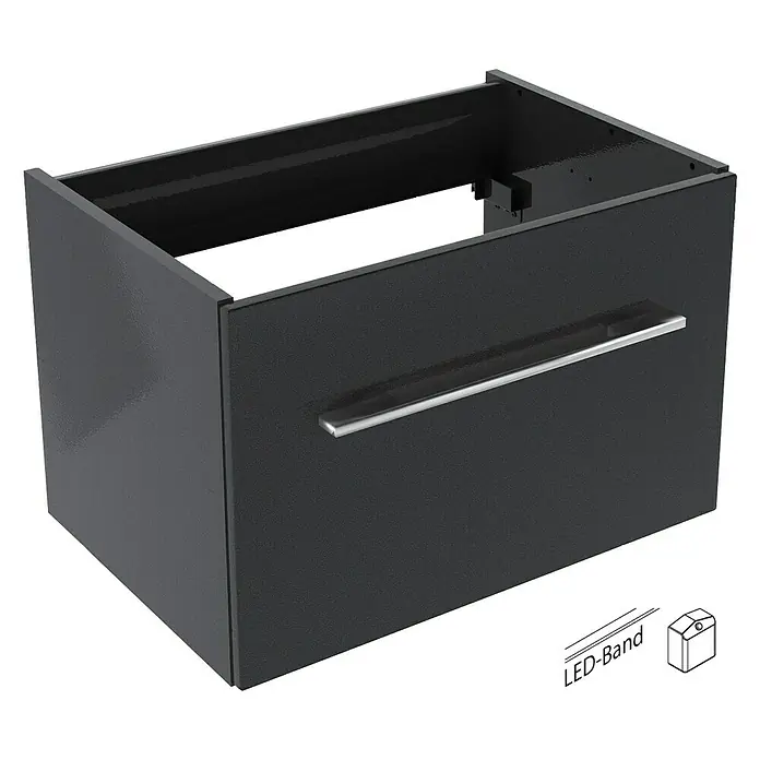 Camargue Stella Waschtischunterschrank - 59,2 x 40,8 x 39 cm, 1 Schubkasten, Mit Beleuchtung, Grafit - Linke Seitenansicht