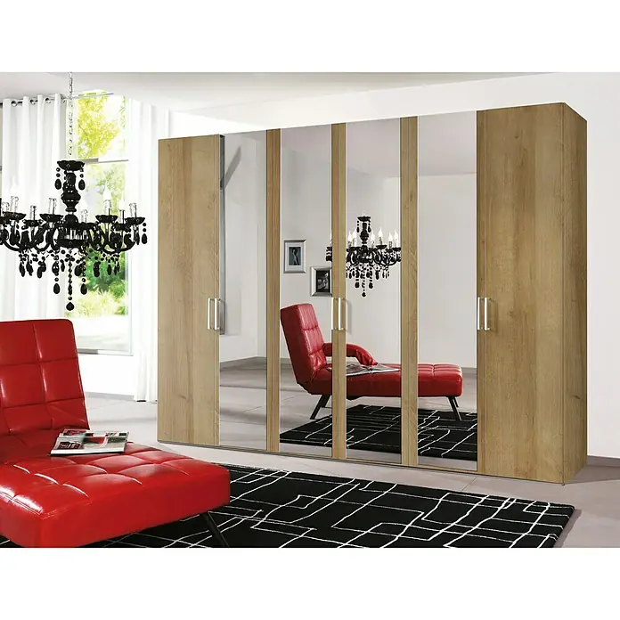 Express Möbel Drehtürschrank Brooklyn - L x B x H: 58 x 300 x 216 cm, Riviera Eiche, 4 Spiegel - Detailaufnahme