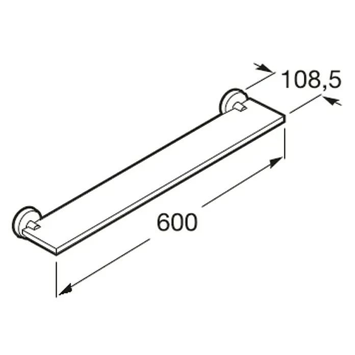 Roca Twin Repisa de baño - Ancho: 60 cm, Metal, Cromo