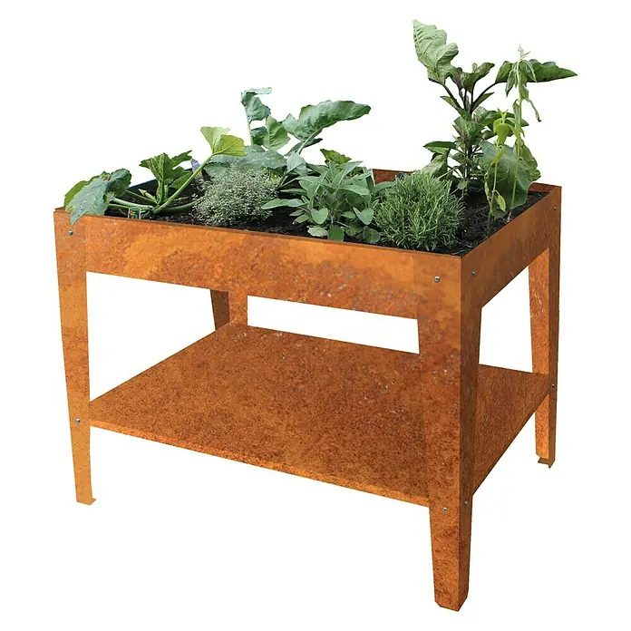 Palatino Exlusive Line Hochbeet - 100 x 60 x 80 cm, Cortenstahl, Rostpatina - Rechte Seitenansicht