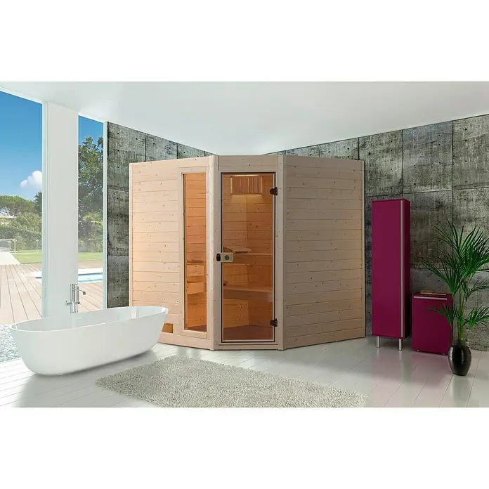 Weka Massivholzsauna Mila 2 - Ohne Ofen, Ohne Zubehör, Außenmaß: 172 x 189 x 203 cm
