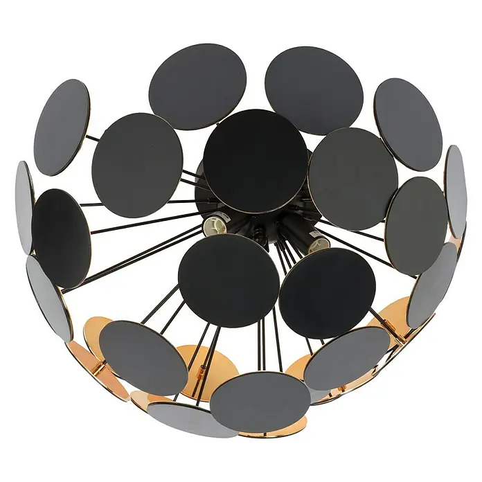 Reality Leuchten Deckenleuchte rund Discalgo - 40 W, Ø x H: 540 mm x 30 cm, Gold, Schwarz, E14