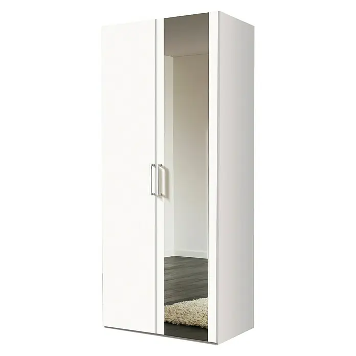Express Möbel Drehtürschrank Brooklyn - L x B x H: 58 x 100 x 216 cm, Weiß, 1 Spiegel - Rechte Seitenansicht